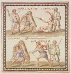 Ms Gen 1496 Plaat CXXIV Gladiatoren, 1674